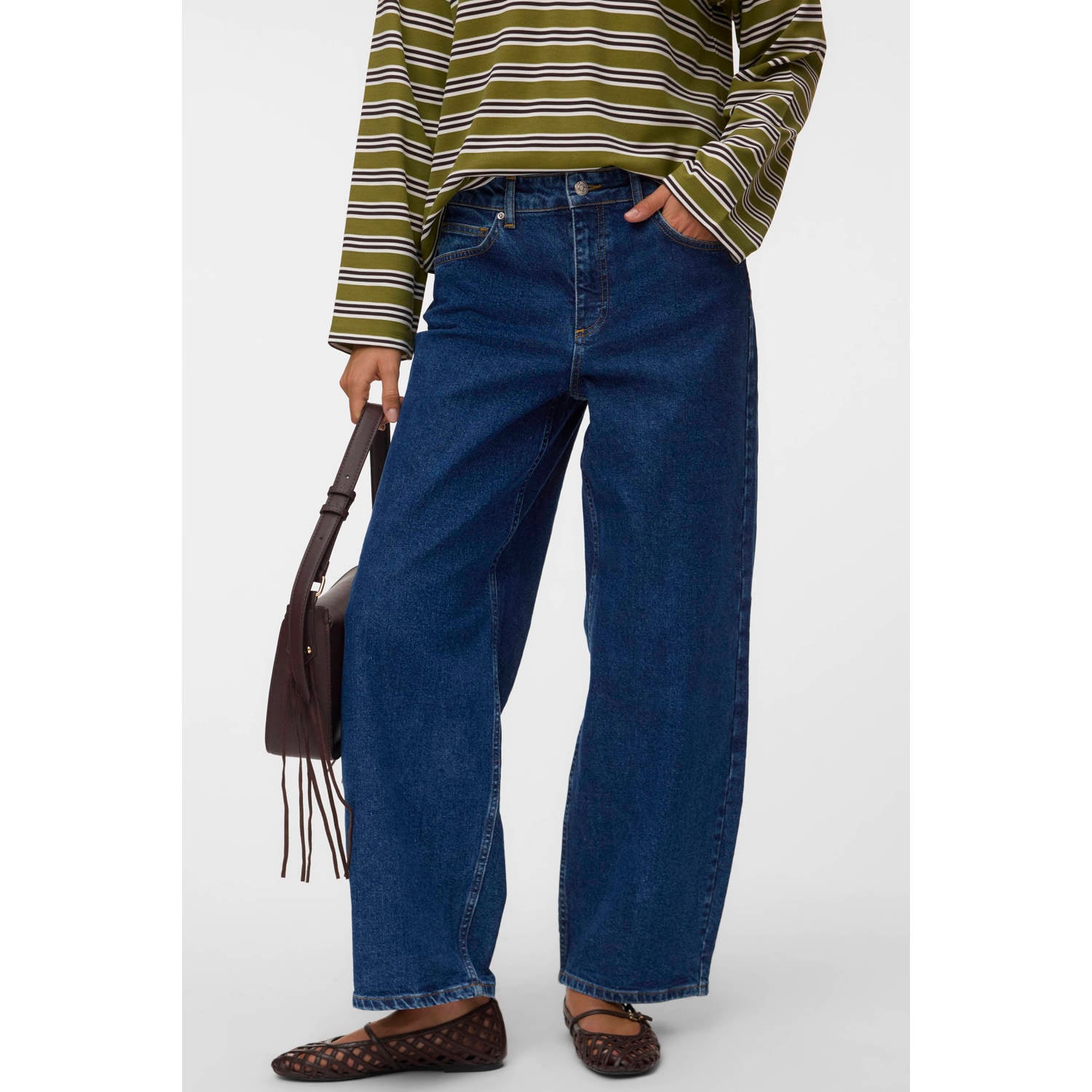 VERO MODA Vmelif Hw Barrel Jeans Exp high waist barrel jeans donkerblauw
