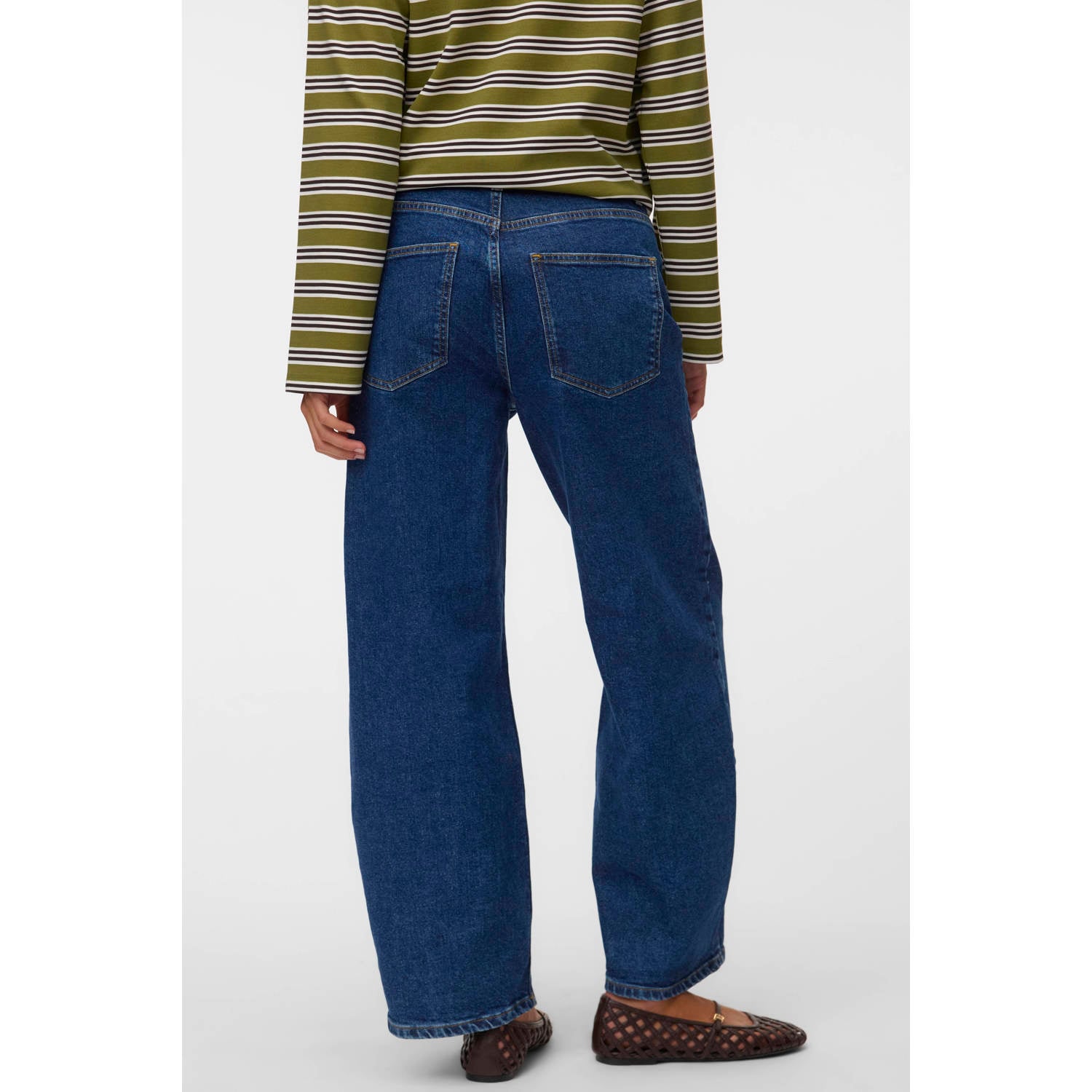 VERO MODA Vmelif Hw Barrel Jeans Exp high waist barrel jeans donkerblauw
