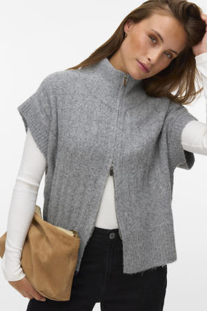 gebreid vest met wol - grijs
