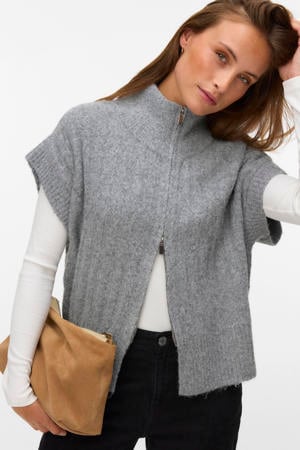 gebreid vest met wol - grijs