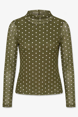 mesh top met stippen - groen