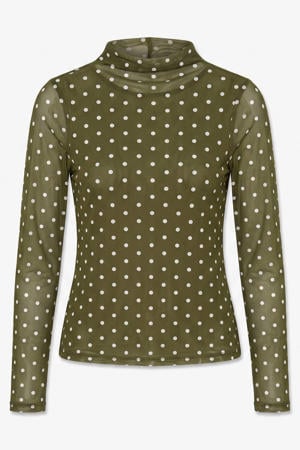 mesh top met stippen - groen