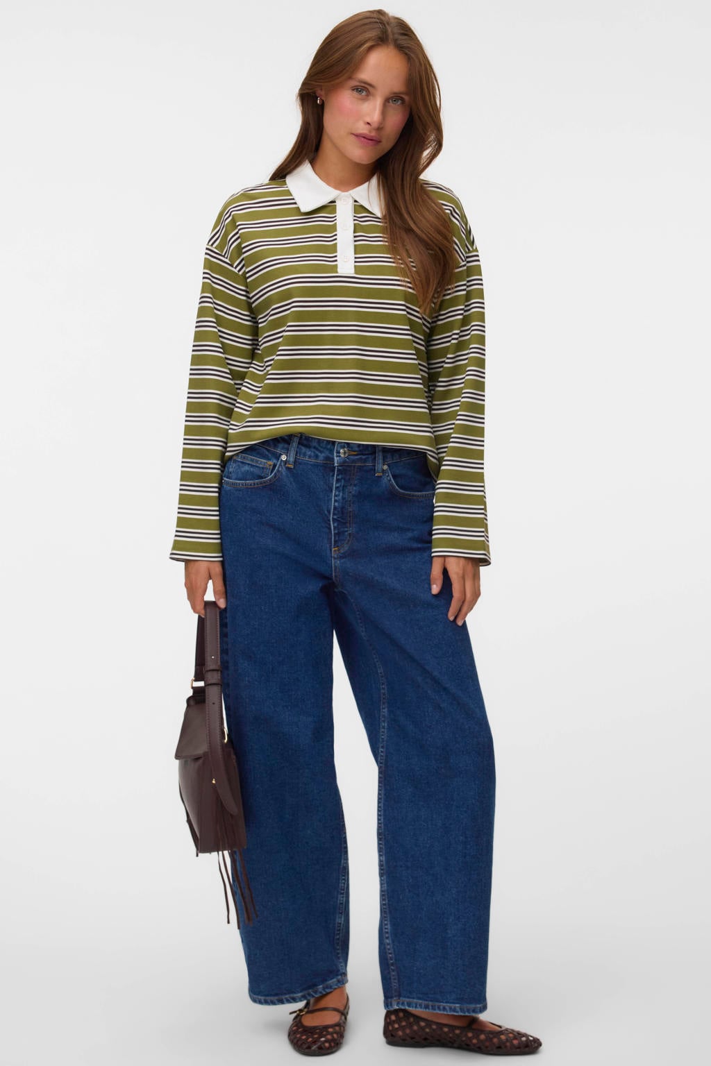 VERO MODA x Wehkamp gestreepte polo - groen