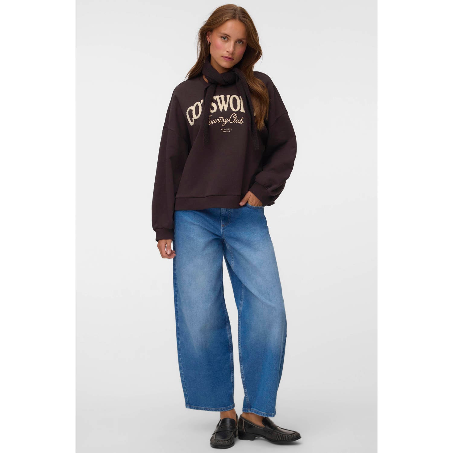 VERO MODA trui met print bruin
