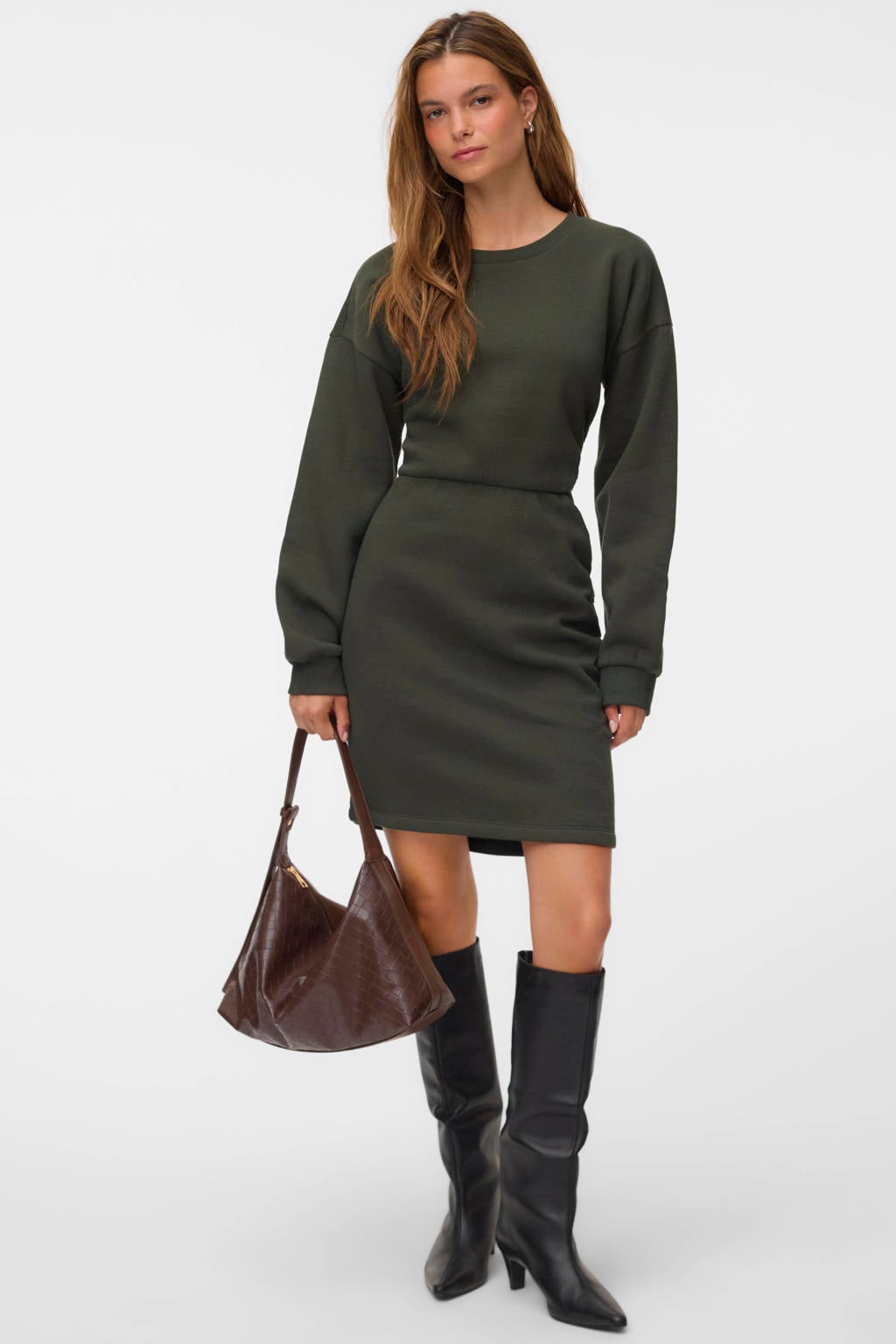 VERO MODA x Wehkamp midi sweatjurk - groen