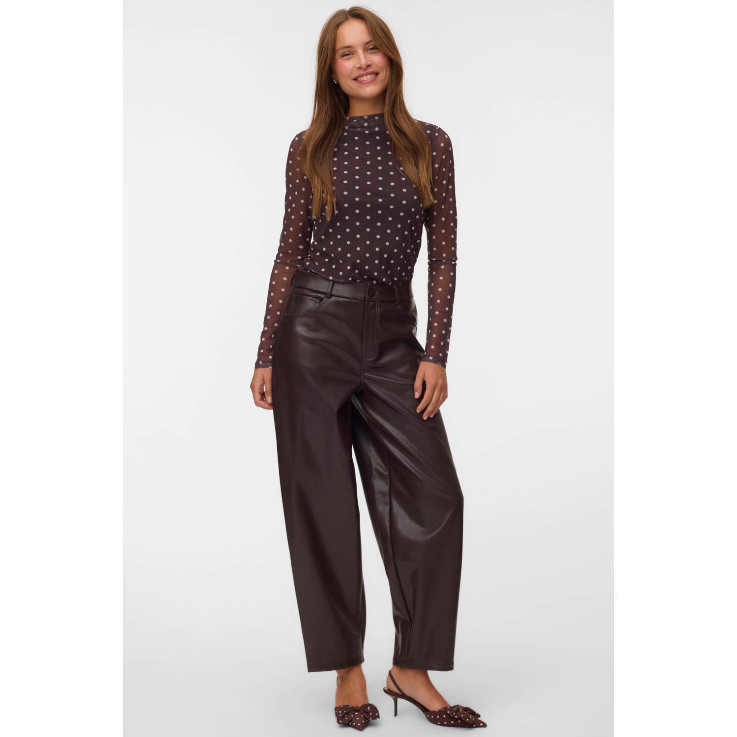 VERO MODA barrel casual broek bruin