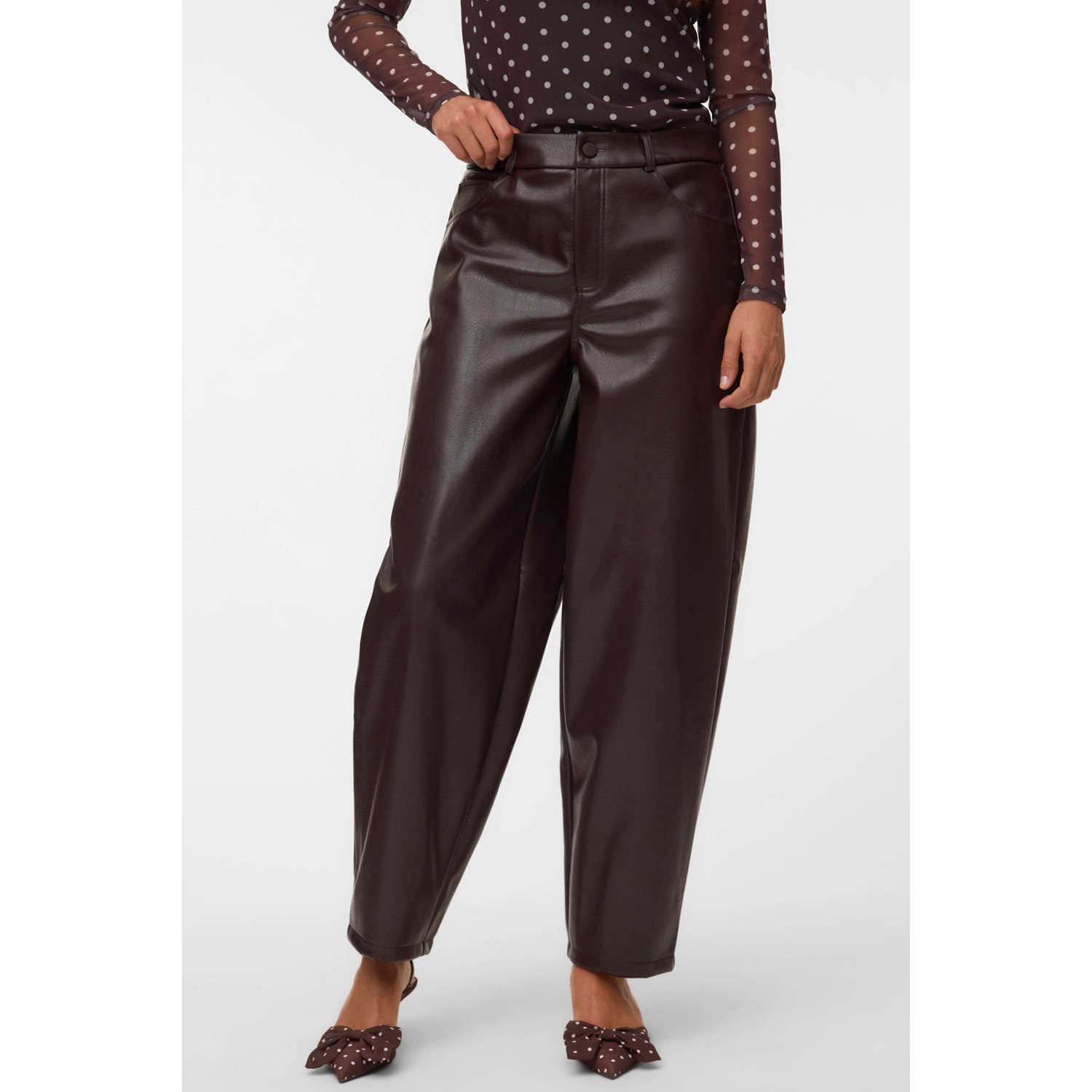 VERO MODA barrel casual broek bruin