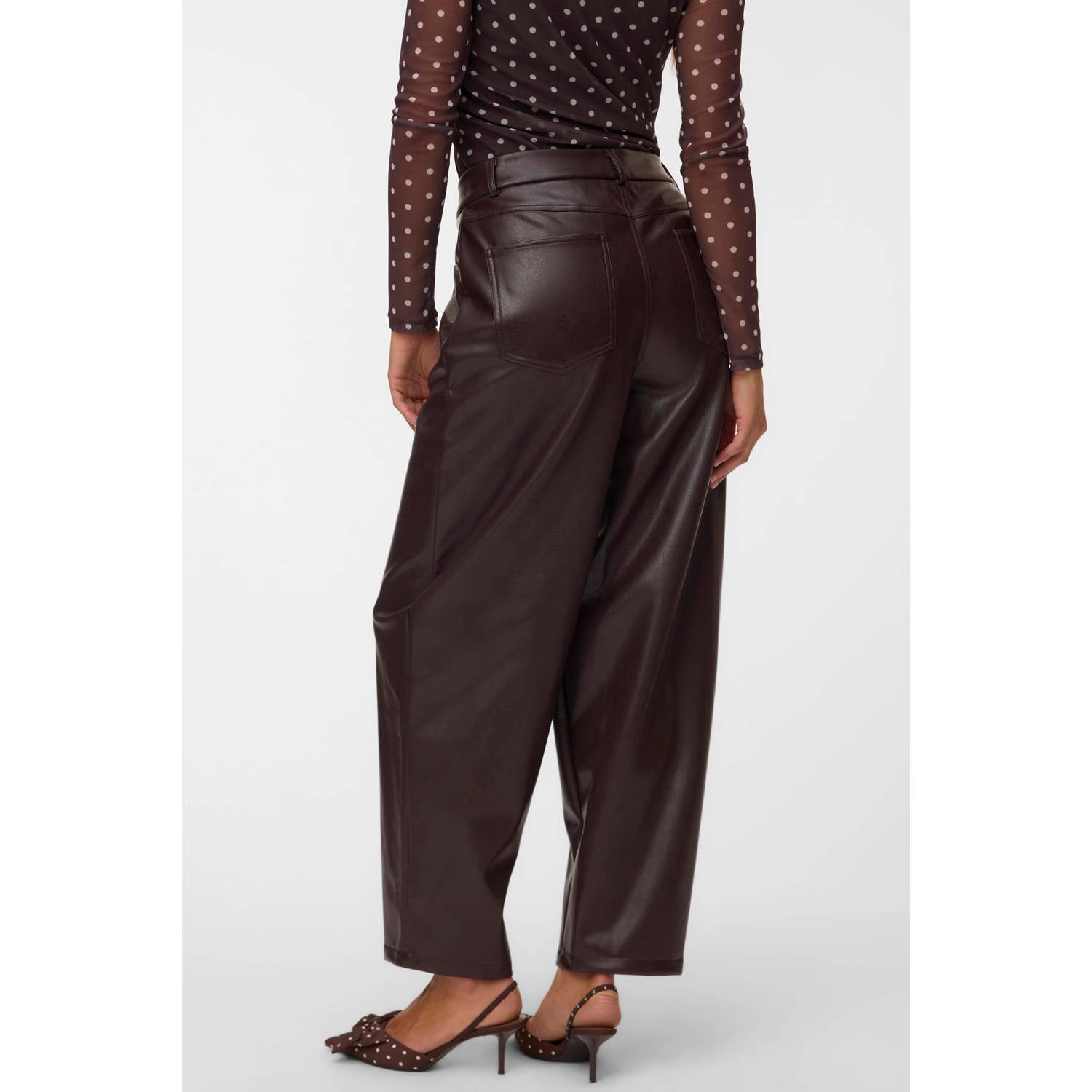 VERO MODA barrel casual broek bruin