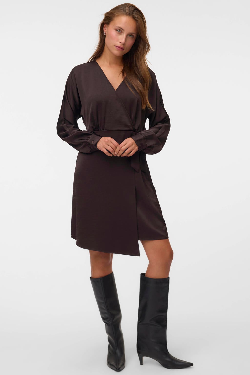 VERO MODA x Wehkamp wikkeljurk - bruin