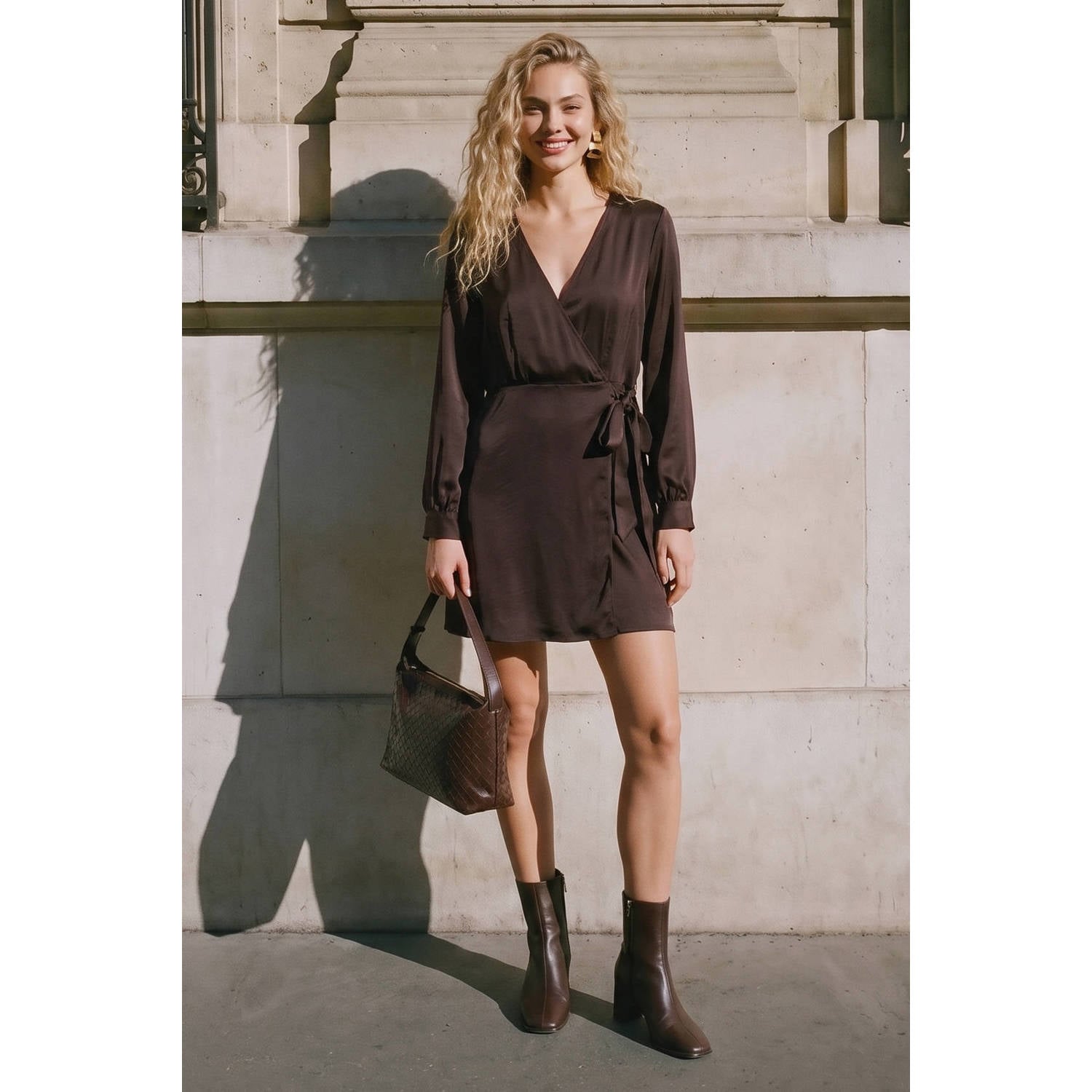 VERO MODA mini wikkeljurk bruin