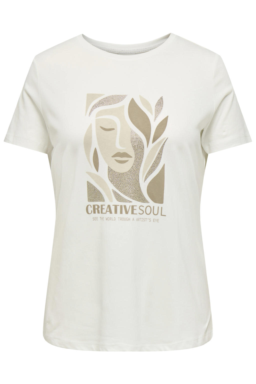 ONLY CARMAKOMA rechtvallend T-shirt met print Plus Size - ecru