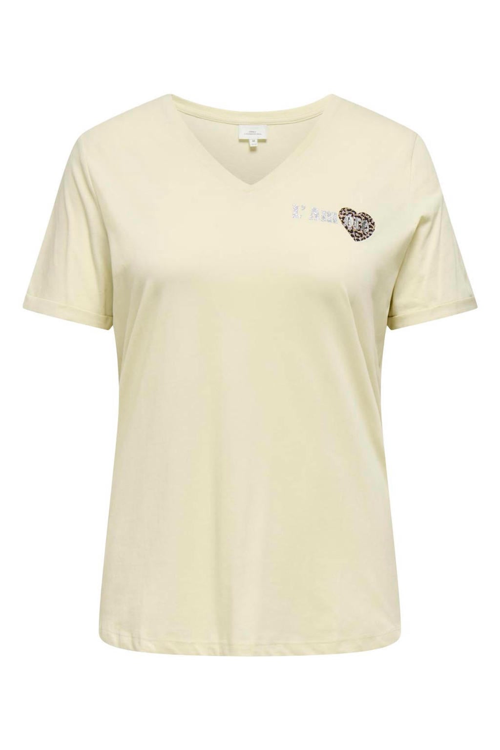 ONLY CARMAKOMA regular fit T-shirt Plus Size met print - ecru
