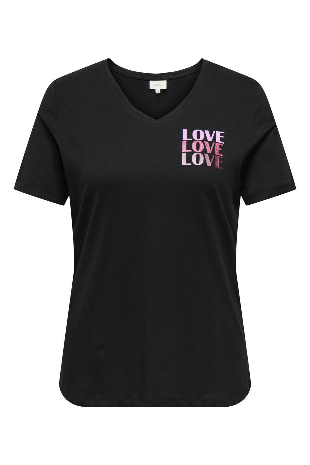 ONLY CARMAKOMA regular fit T-shirt Plus Size met print - zwart