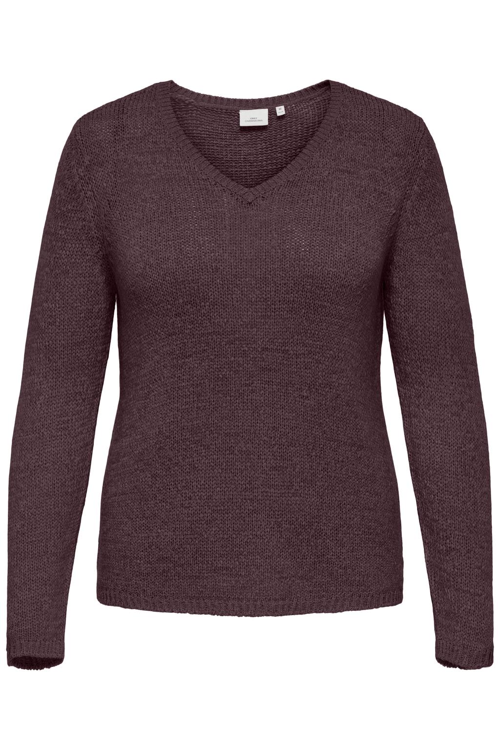 Donkerpaarse dames ONLY CARMAKOMA regular fit gebreide trui Plus Size van acryl met effen en lange mouwen