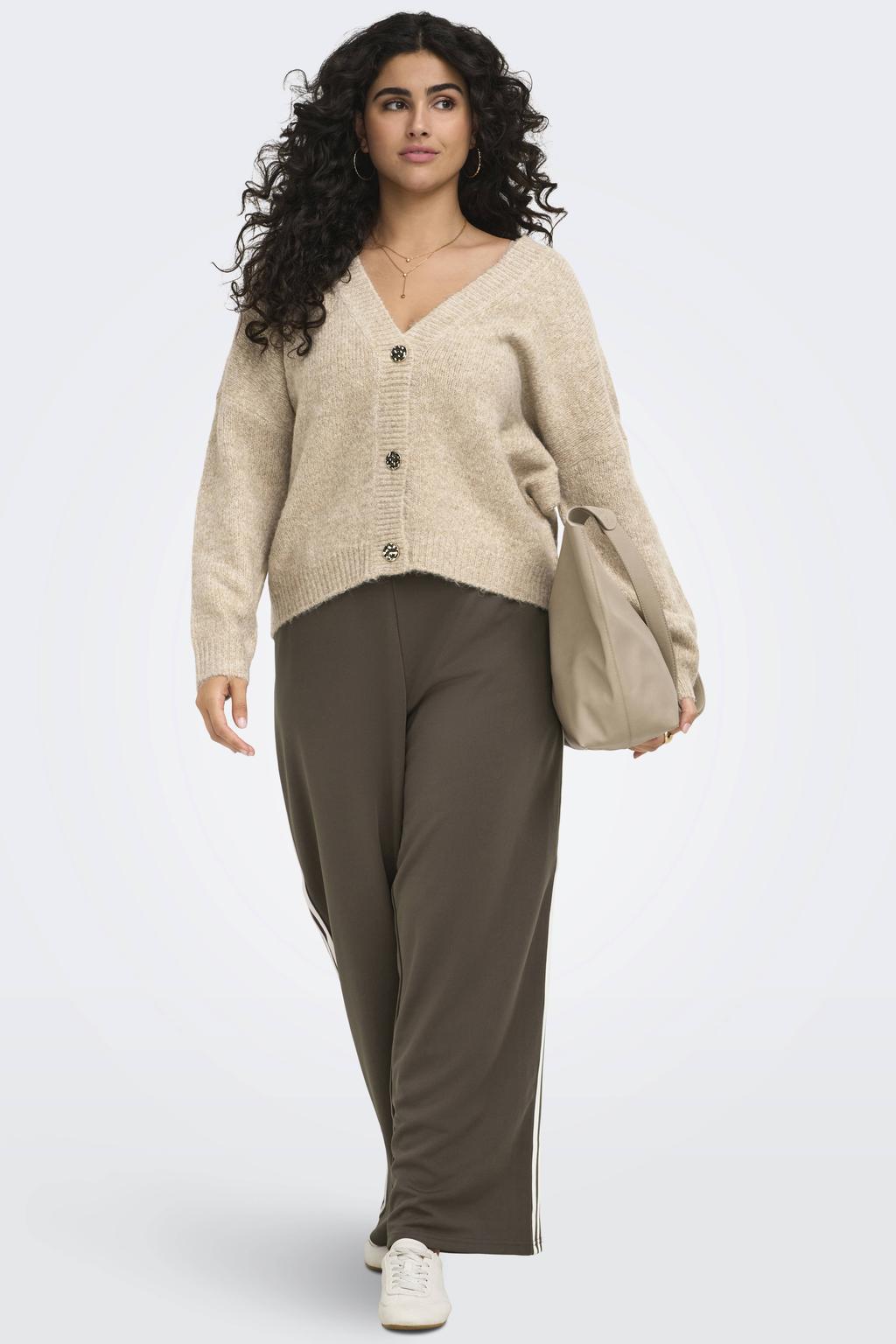 Groene dames ONLY CARMAKOMA Carcayla Pant Swt Jrs straight leg gestreepte casual broek