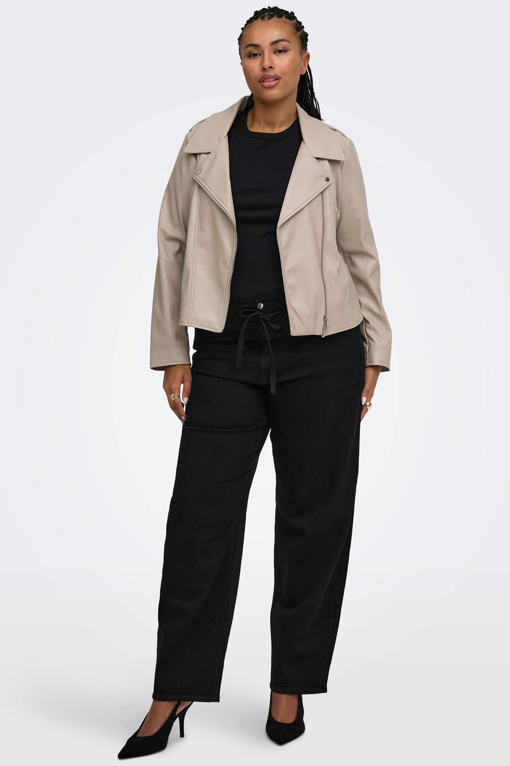Black denim dames ONLY CARMAKOMA Cargianna Mw Straight Az756 Dnm Noos jeans Plus Size met effen