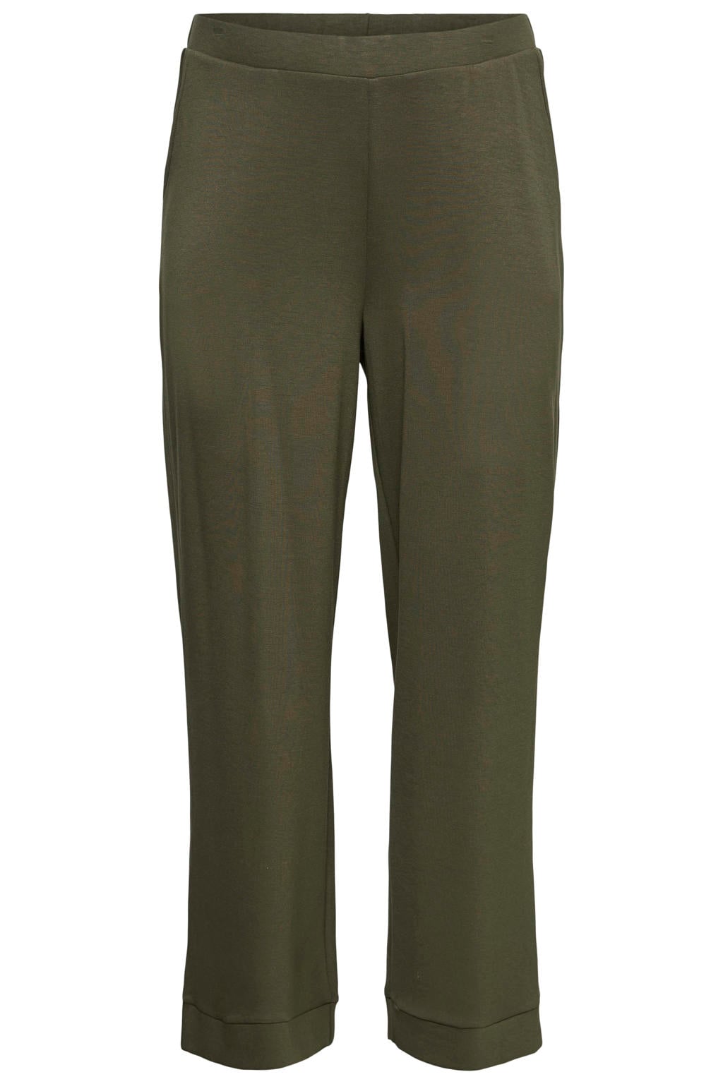 Donkergroene dames VERO MODA CURVE high waist straight leg casual broek Plus Size van viscose met effen