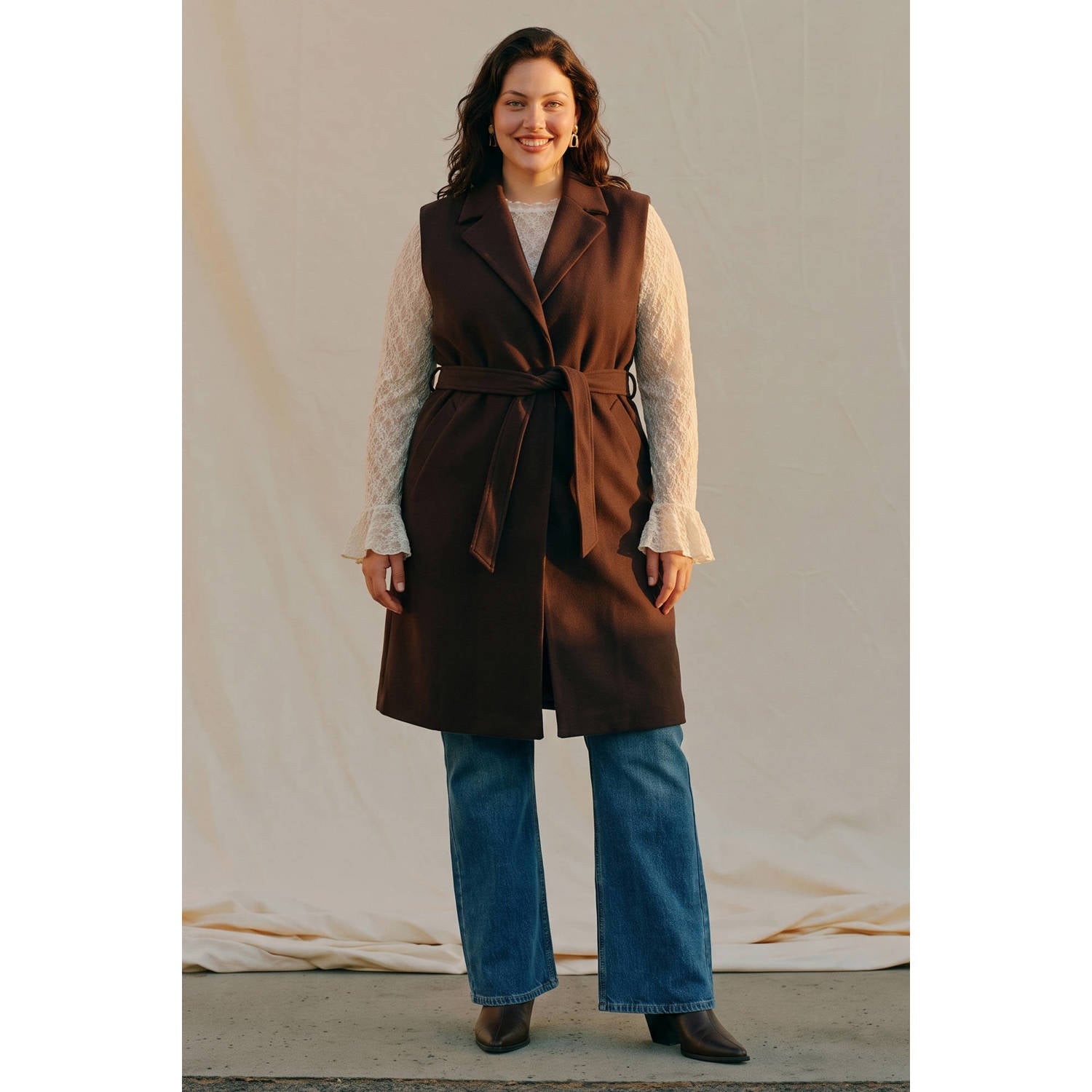 VERO MODA CURVE Plus Size gilet bruin