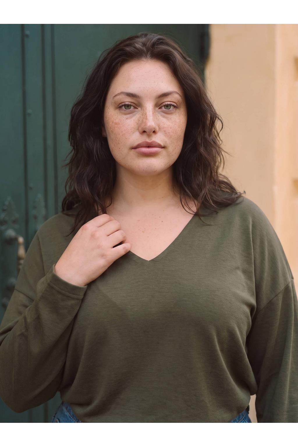 VERO MODA CURVE sweater Plus Size - donkergroen