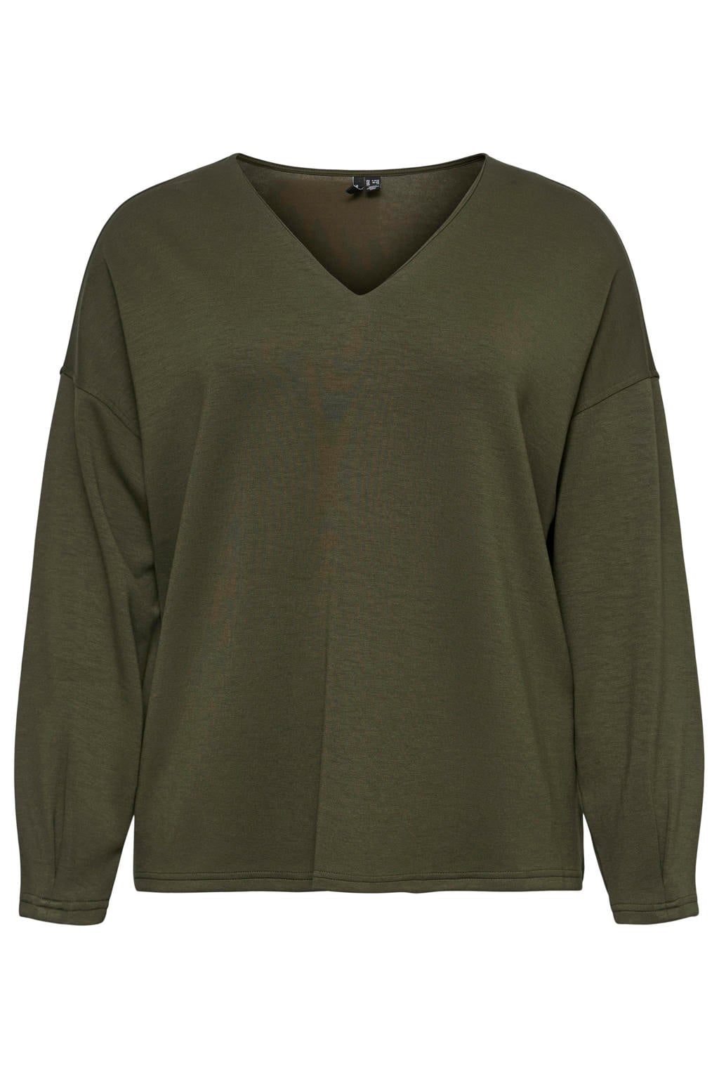 Donkergroene dames VERO MODA CURVE sweater Plus Size van viscose met effen en lange mouwen