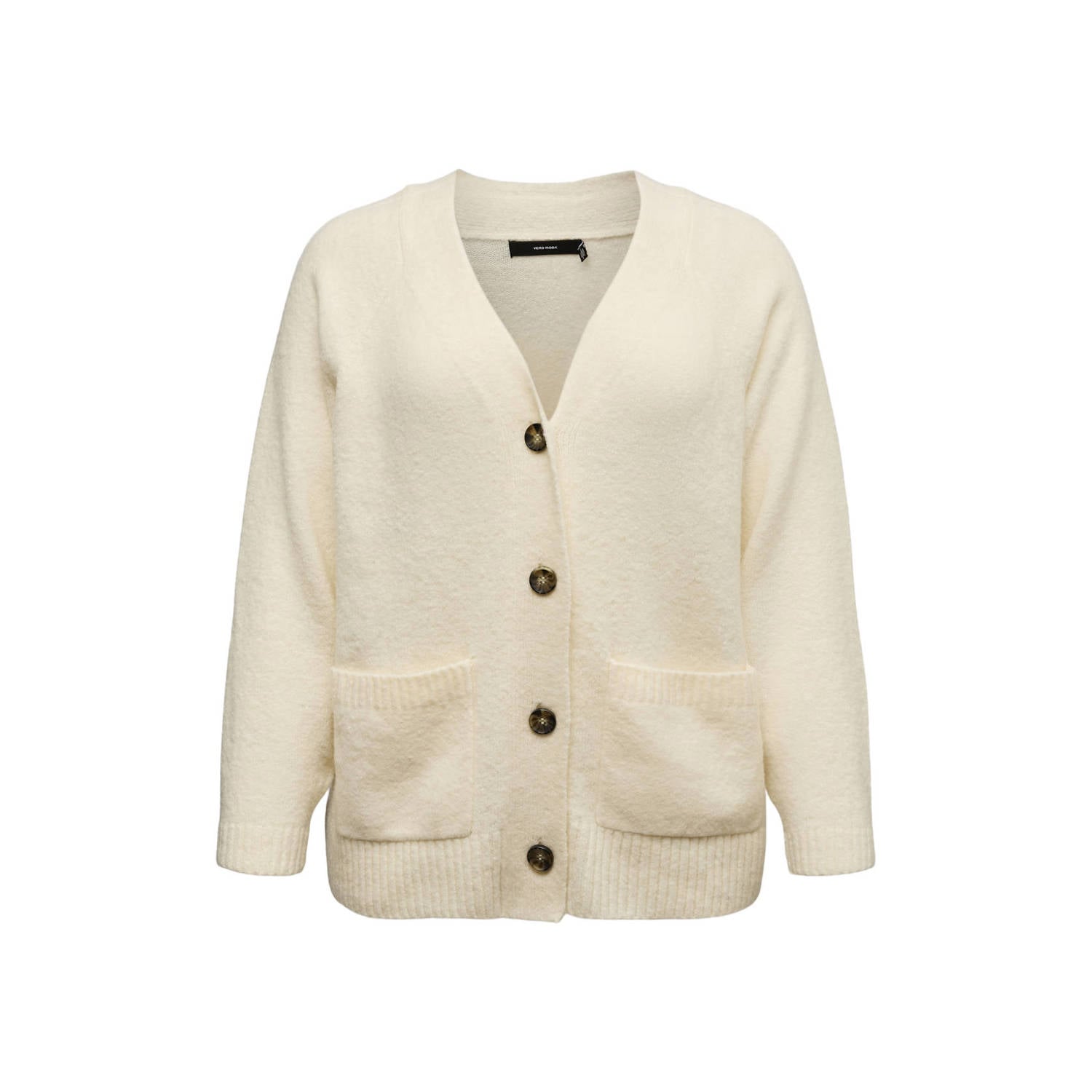 VERO MODA CURVE oversized gebreid vest met wol ecru