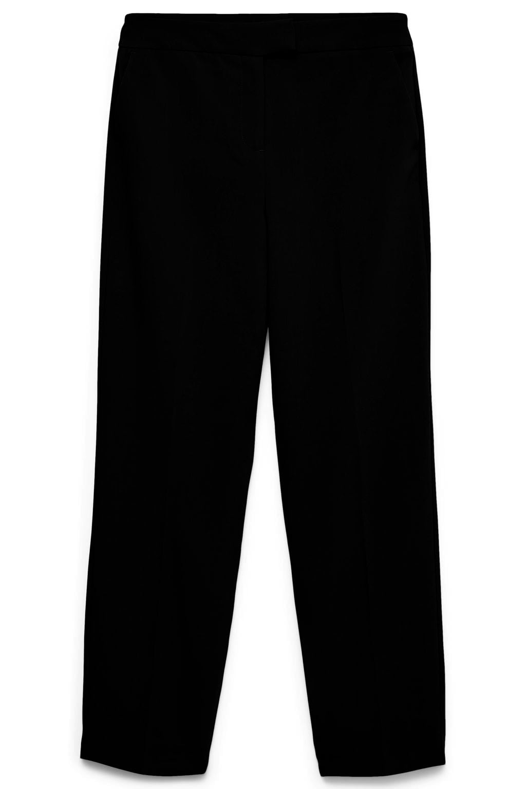 Zwarte dames VERO MODA tapered casual broek van polyester met regular waist, rits- en haaksluiting en effen