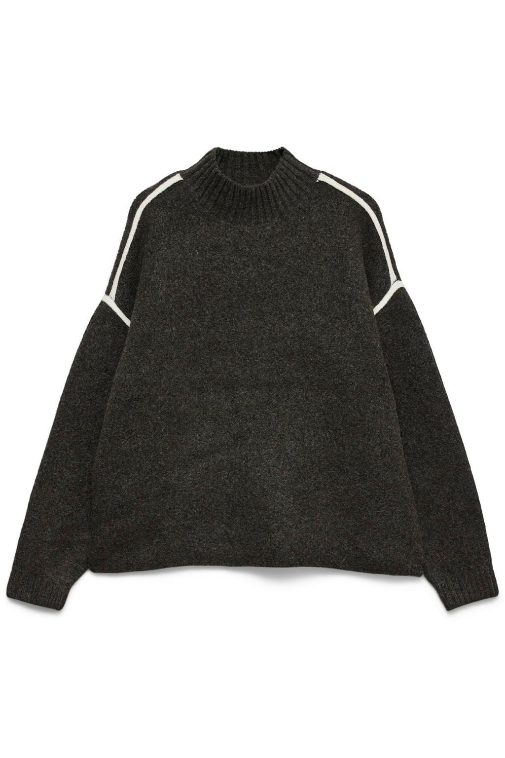 Bruine dames VERO MODA van polyester met effen, lange mouwen, opstaande kraag en contrast bies