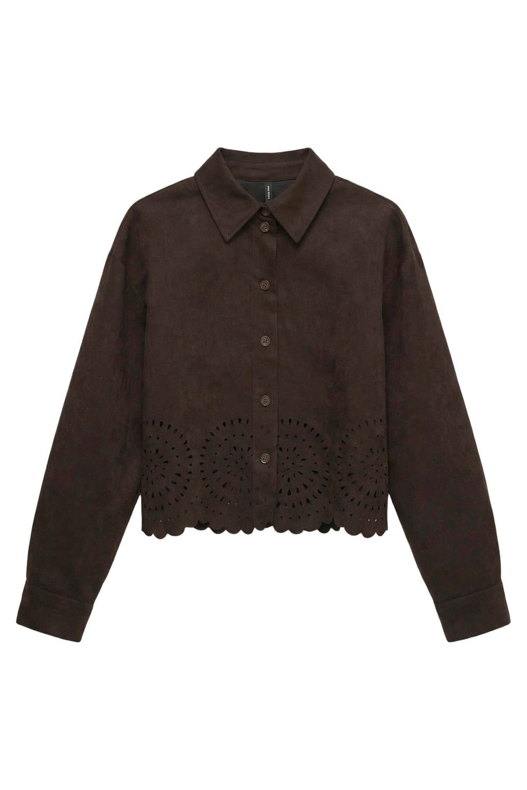 Bruine dames VERO MODA CURVE Plus Size blouse van polyester met effen, lange mouwen, klassieke kraag, knoopsluiting en geweven detail