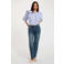 Morgan gestreepte blouse met ruches - lichtblauw