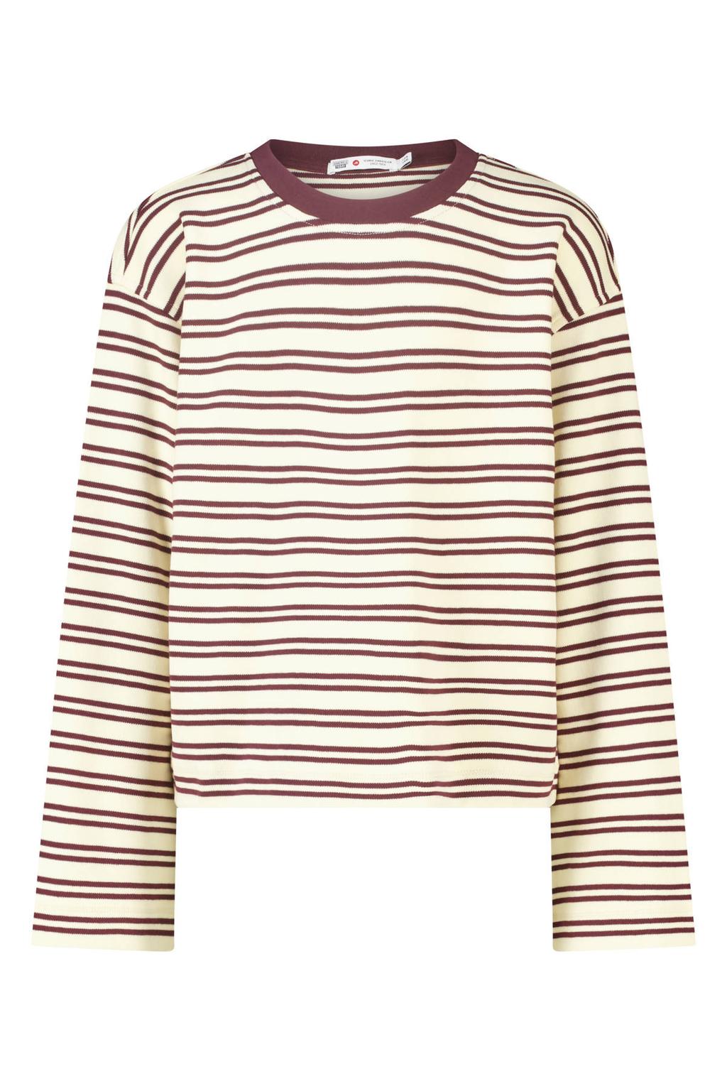 Gele meisjes America Today gestreepte longsleeve van katoen met lange mouwen en ronde hals