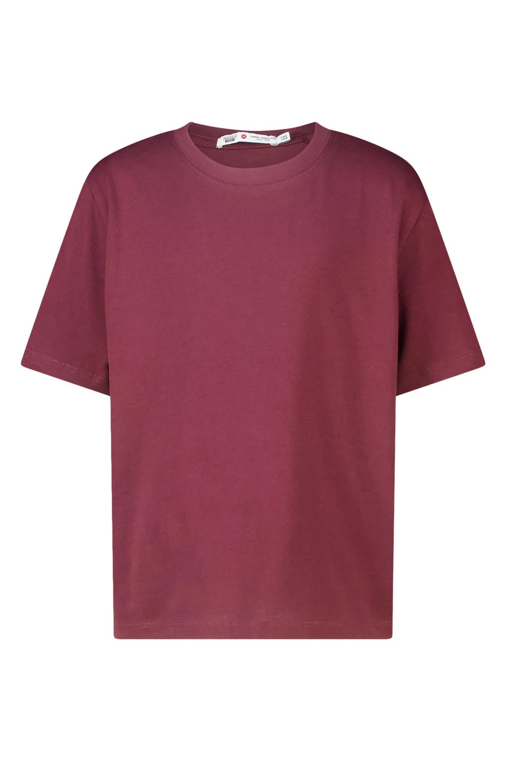 Donkerrode meisjes America Today T-shirt van katoen met effen, korte mouwen en ronde hals
