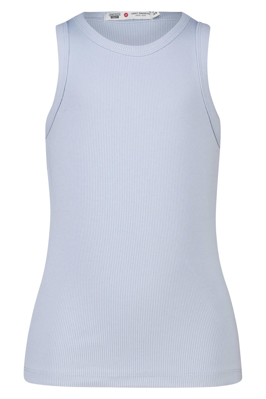 Blauwe meisjes America Today mouwloze top met effen en ronde hals