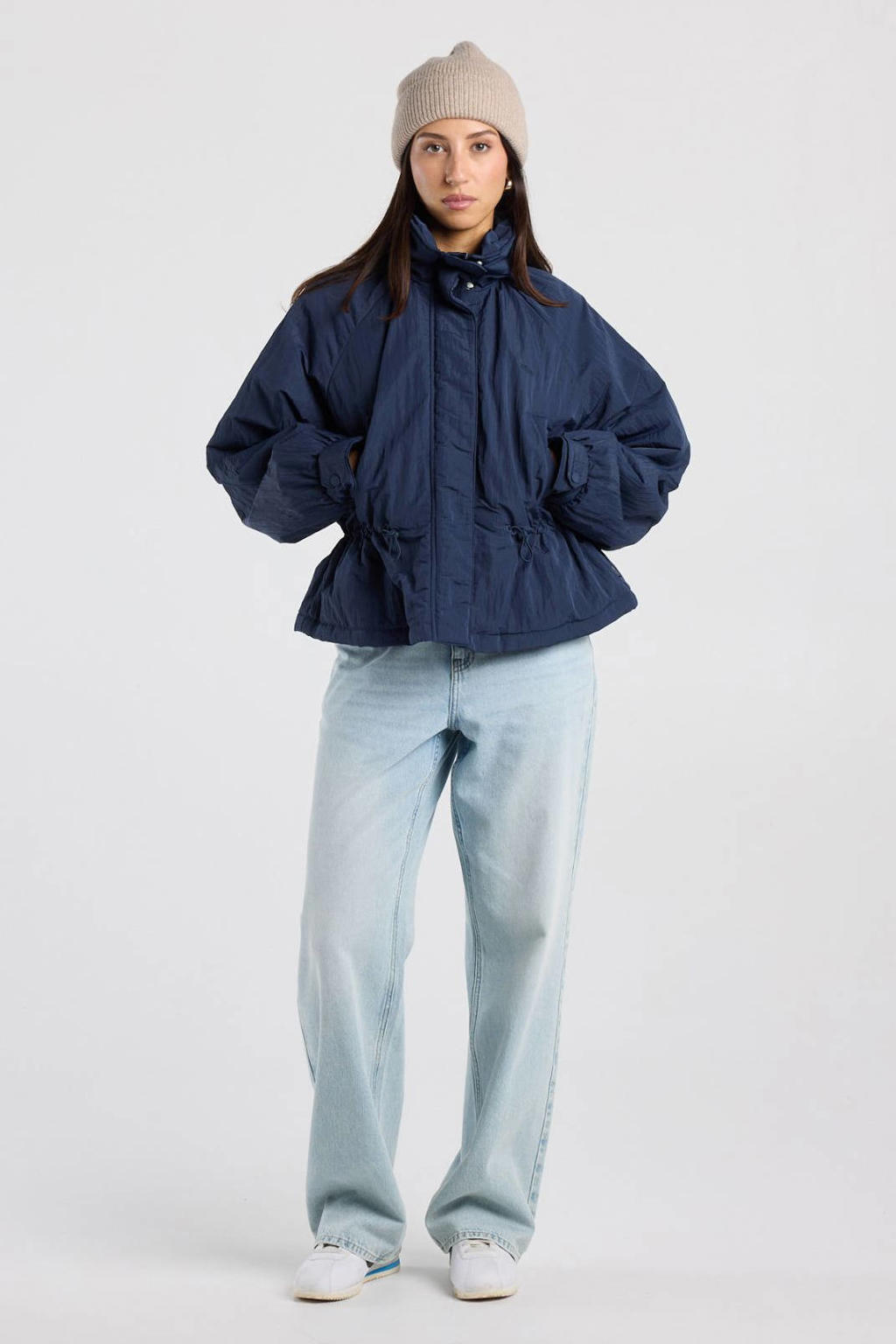 America Today winterjas met plooien - blauw