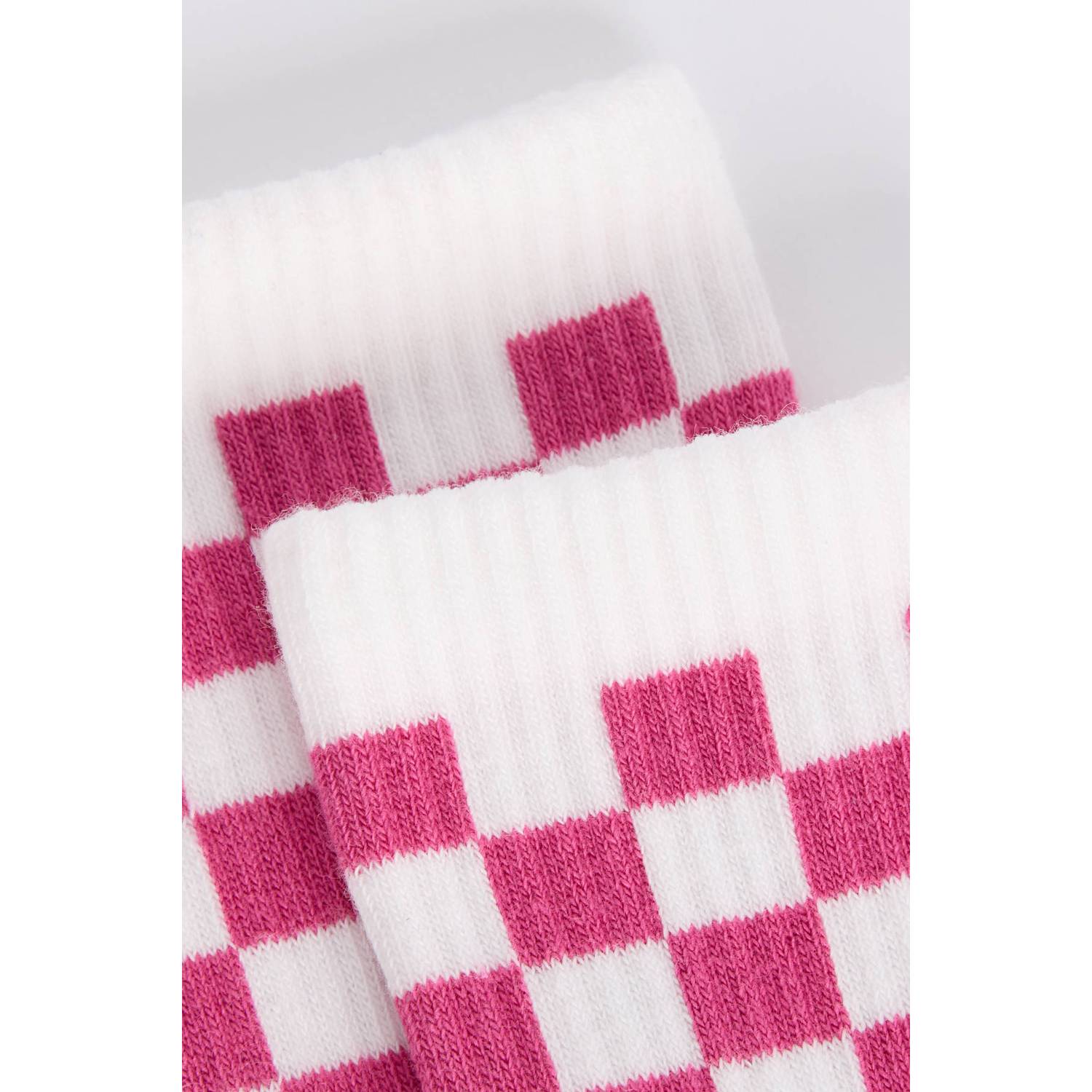 America Today geruite sokken roze wit