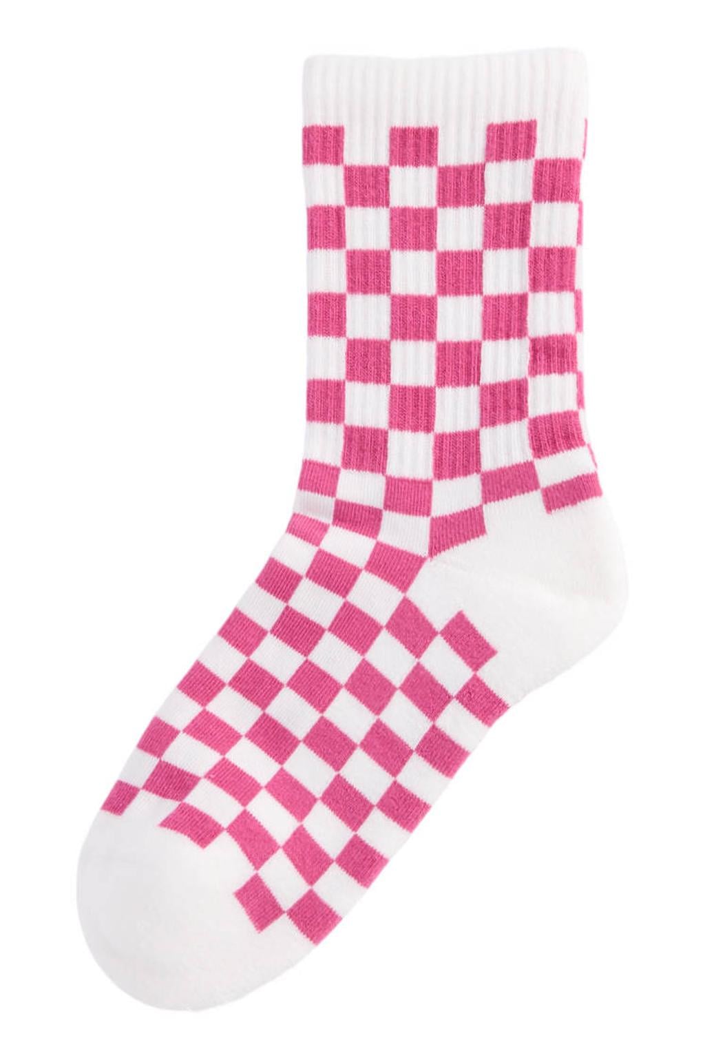 America Today geruite sokken - roze/wit