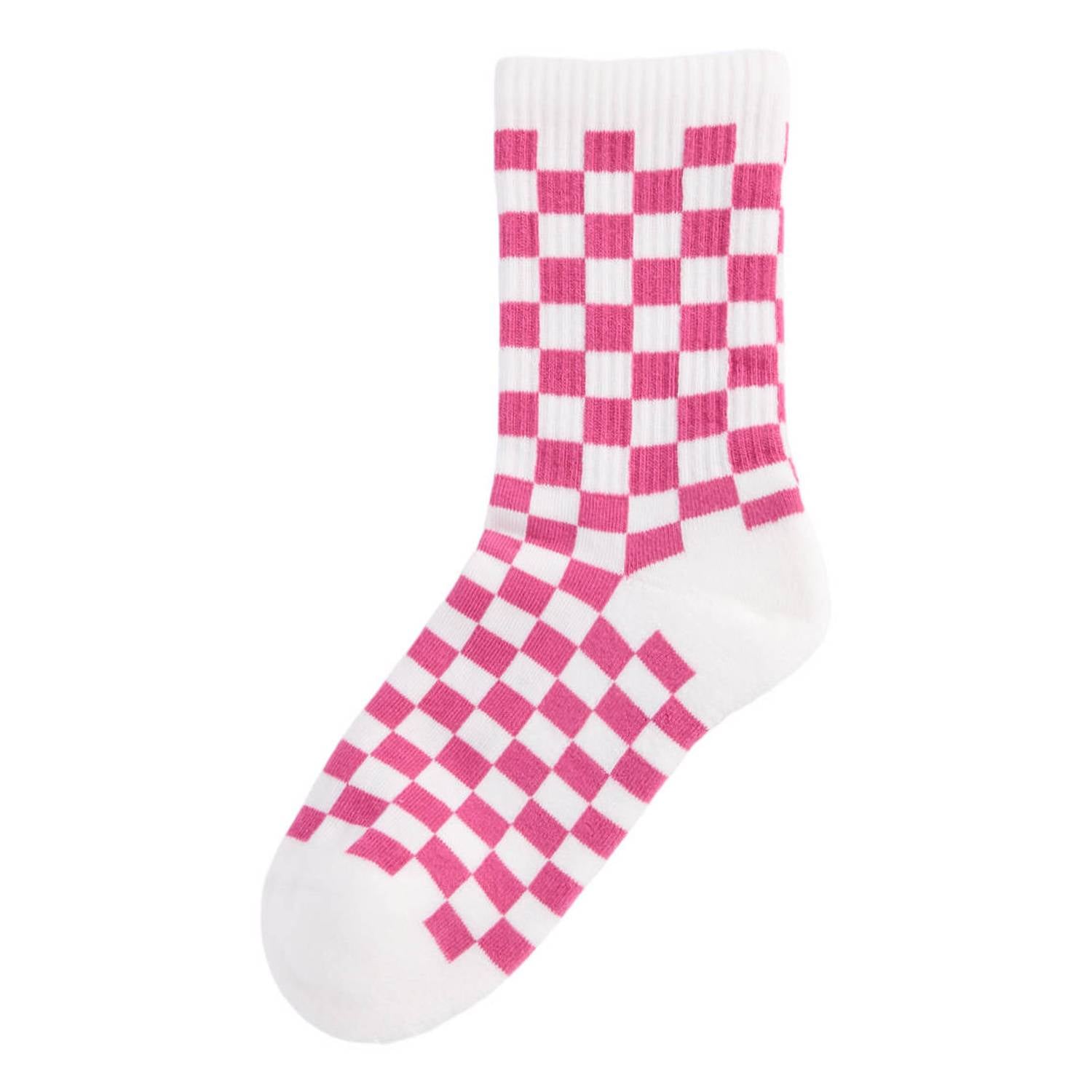 America Today geruite sokken roze wit