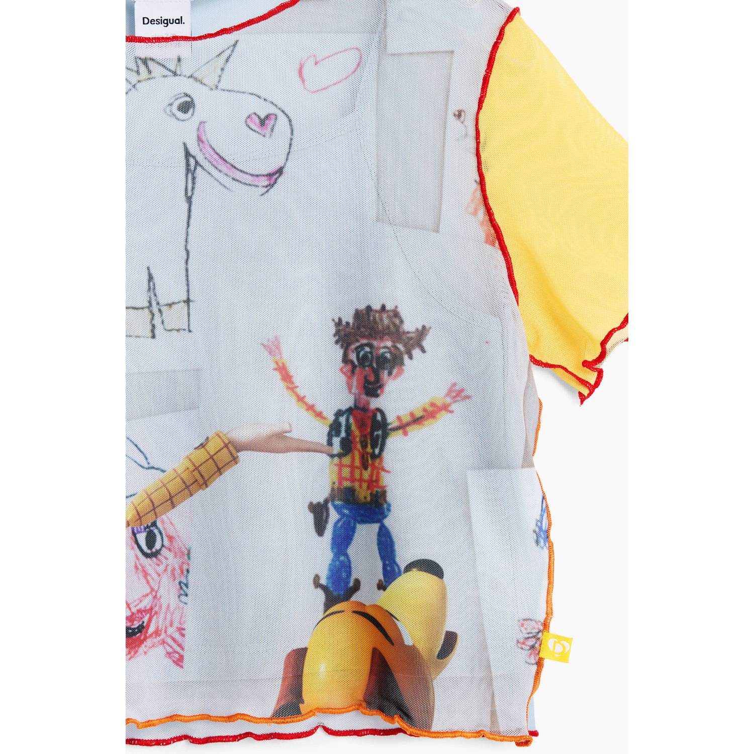 Desigual T-shirt met print blauw geel