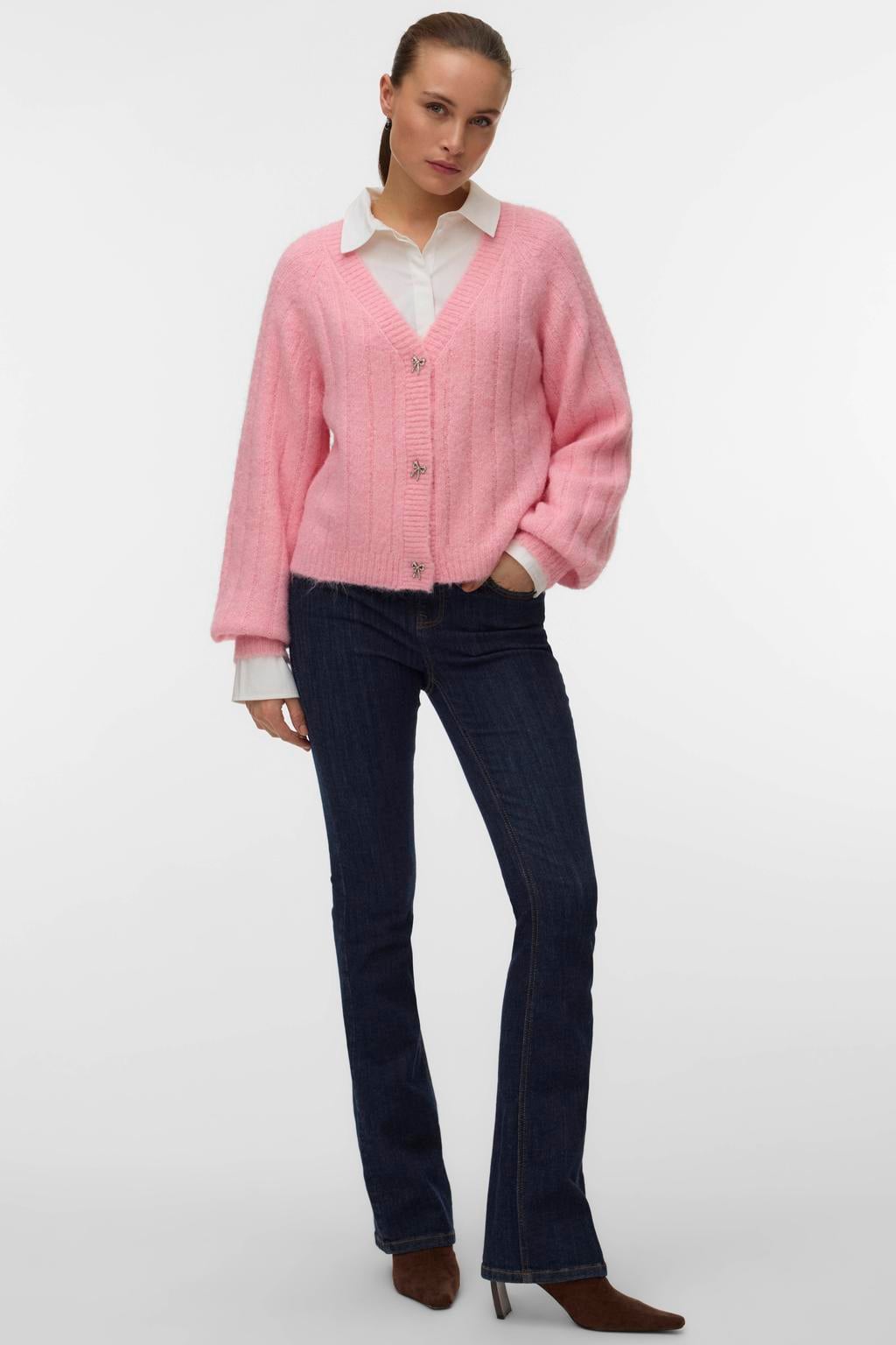 VERO MODA gebreid vest met wol - roze