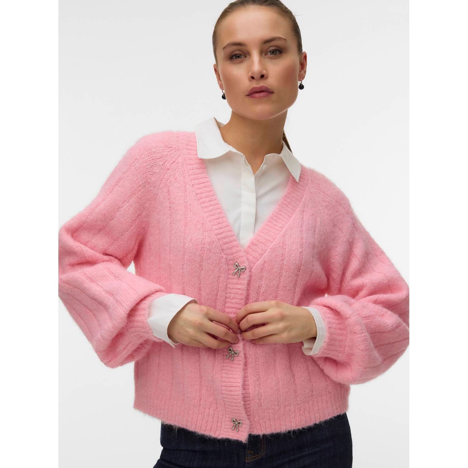 VERO MODA gebreid vest met wol roze