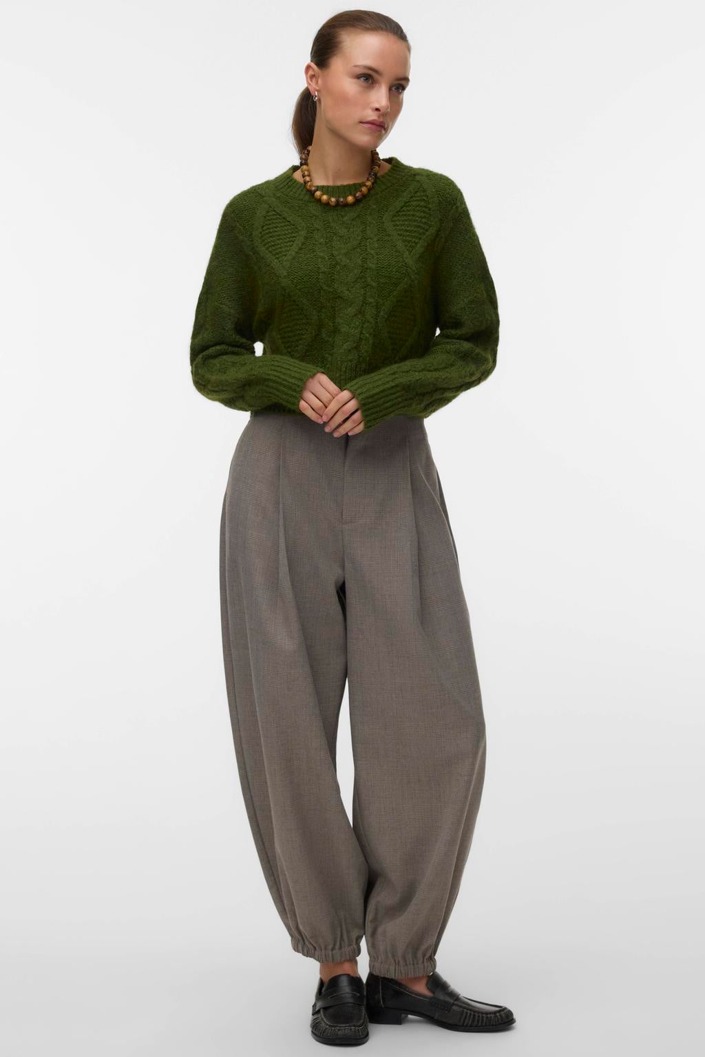 VERO MODA barrel casual geruite broek - grijs