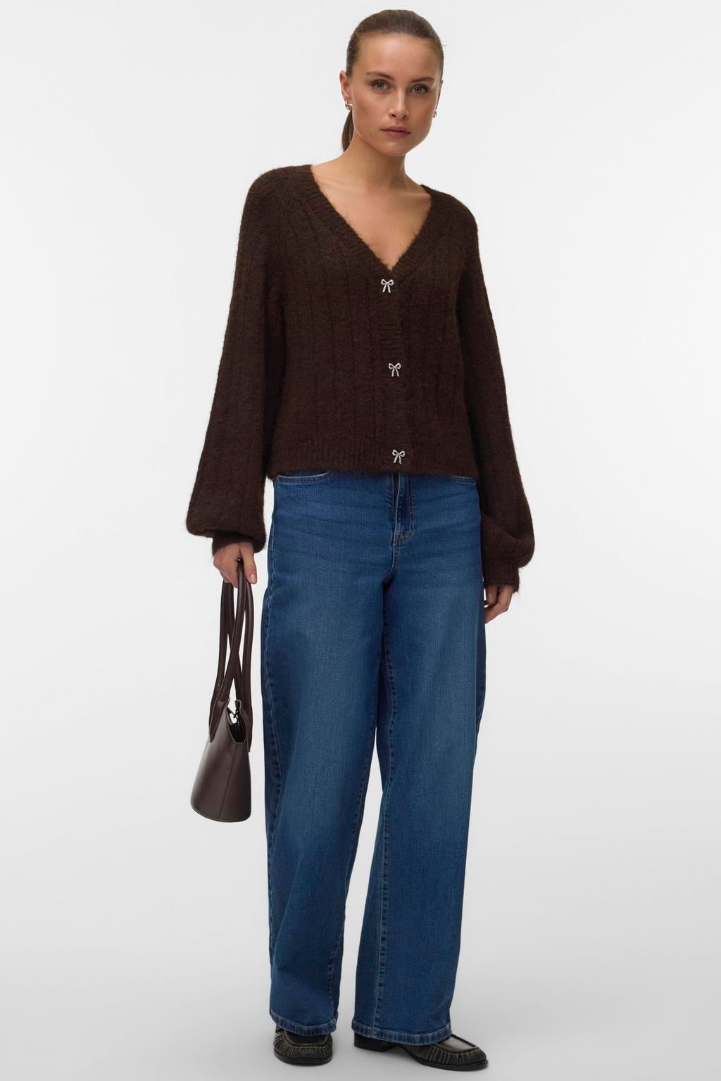 VERO MODA gebreid vest met wol - bruin