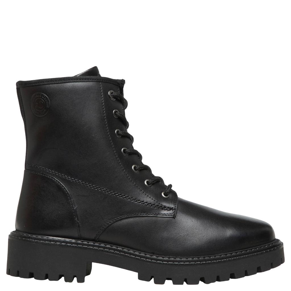 s.Oliver Women Shoes leren veterboots met profielzool - zwart