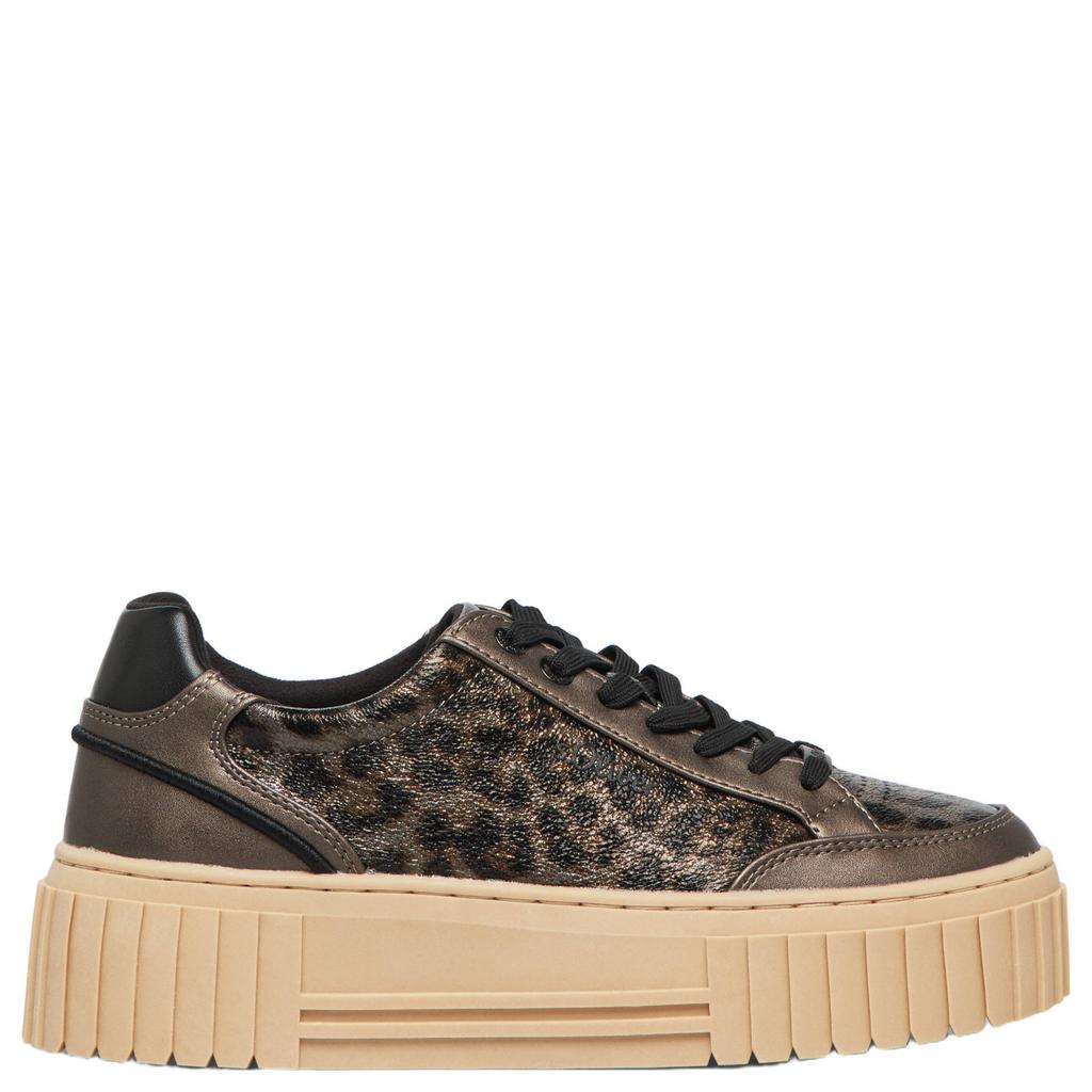 Grijze dames s.Oliver Women Shoes imitatieleren sneakers - van 100% polyurethaan met panterprint