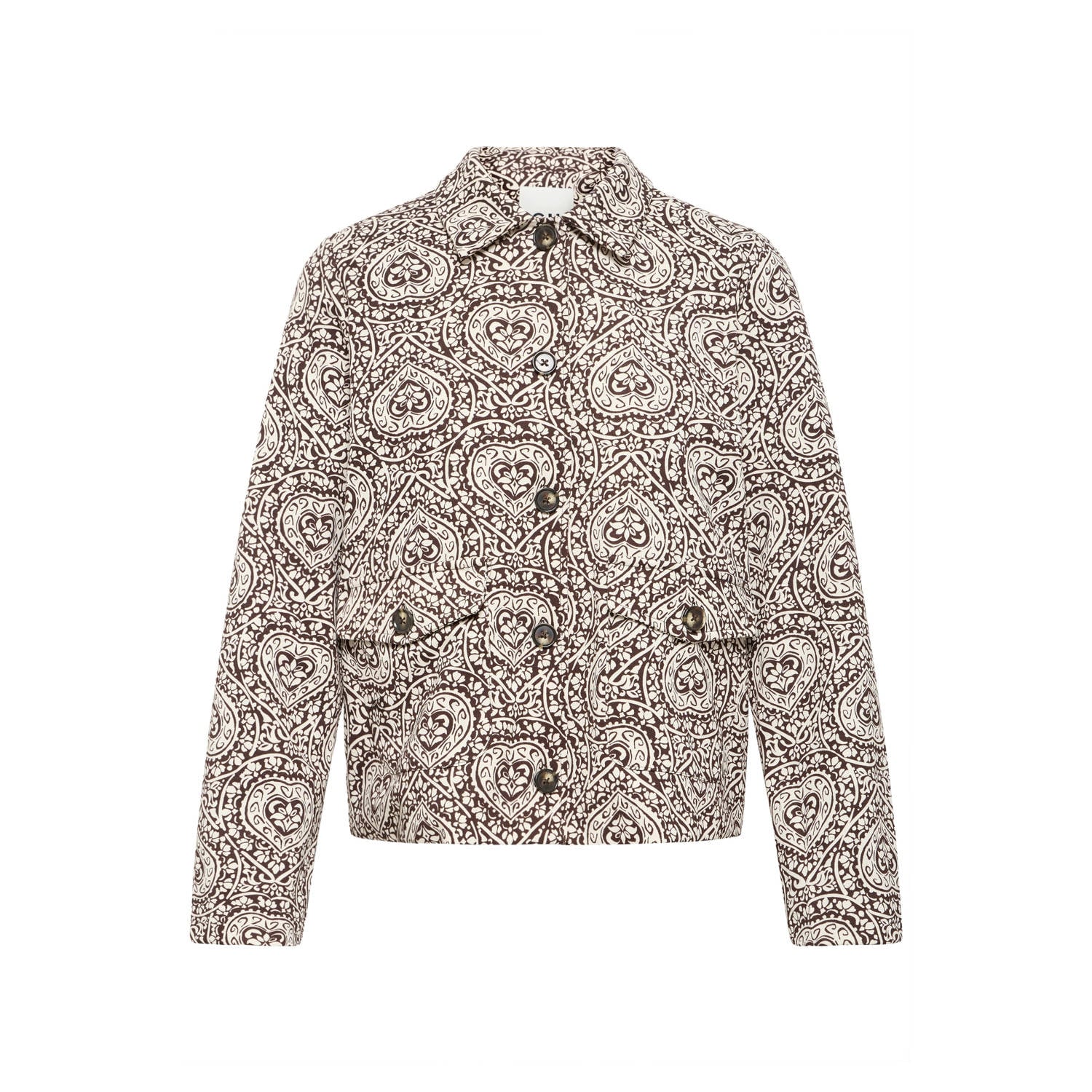 ICHI jas met print bruin ecru