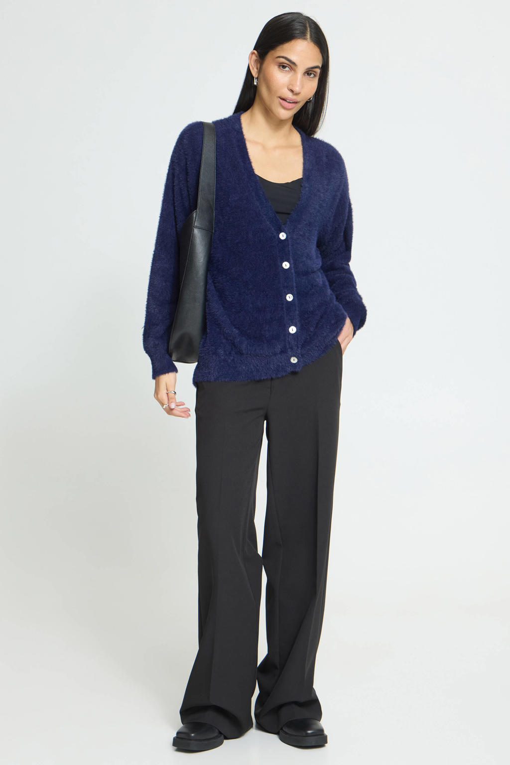ICHI gebreide vest - donkerblauw