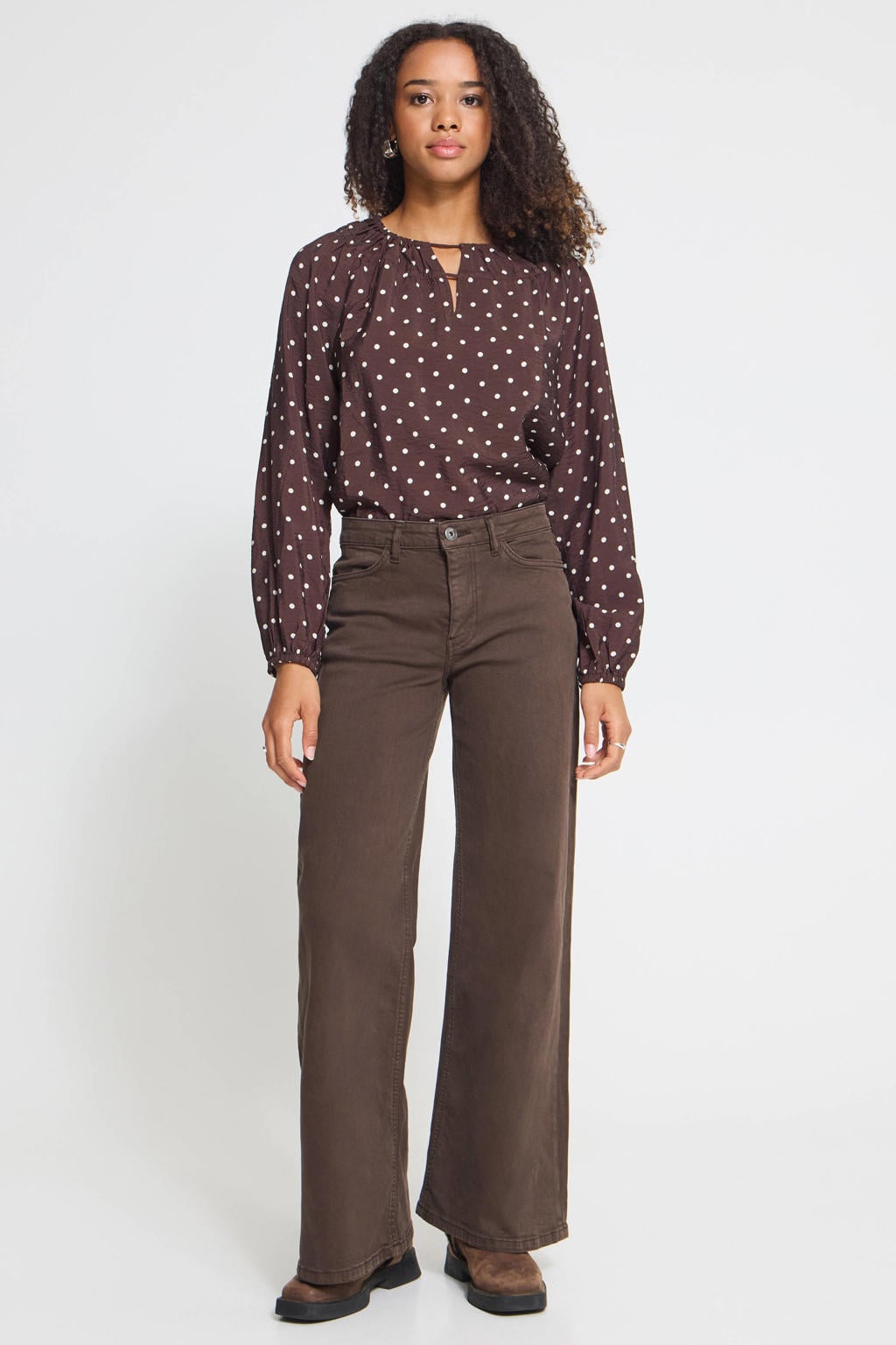 ICHI wide leg jeans - bruin