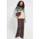 ICHI gebreide coltrui met print en wol - ecru
