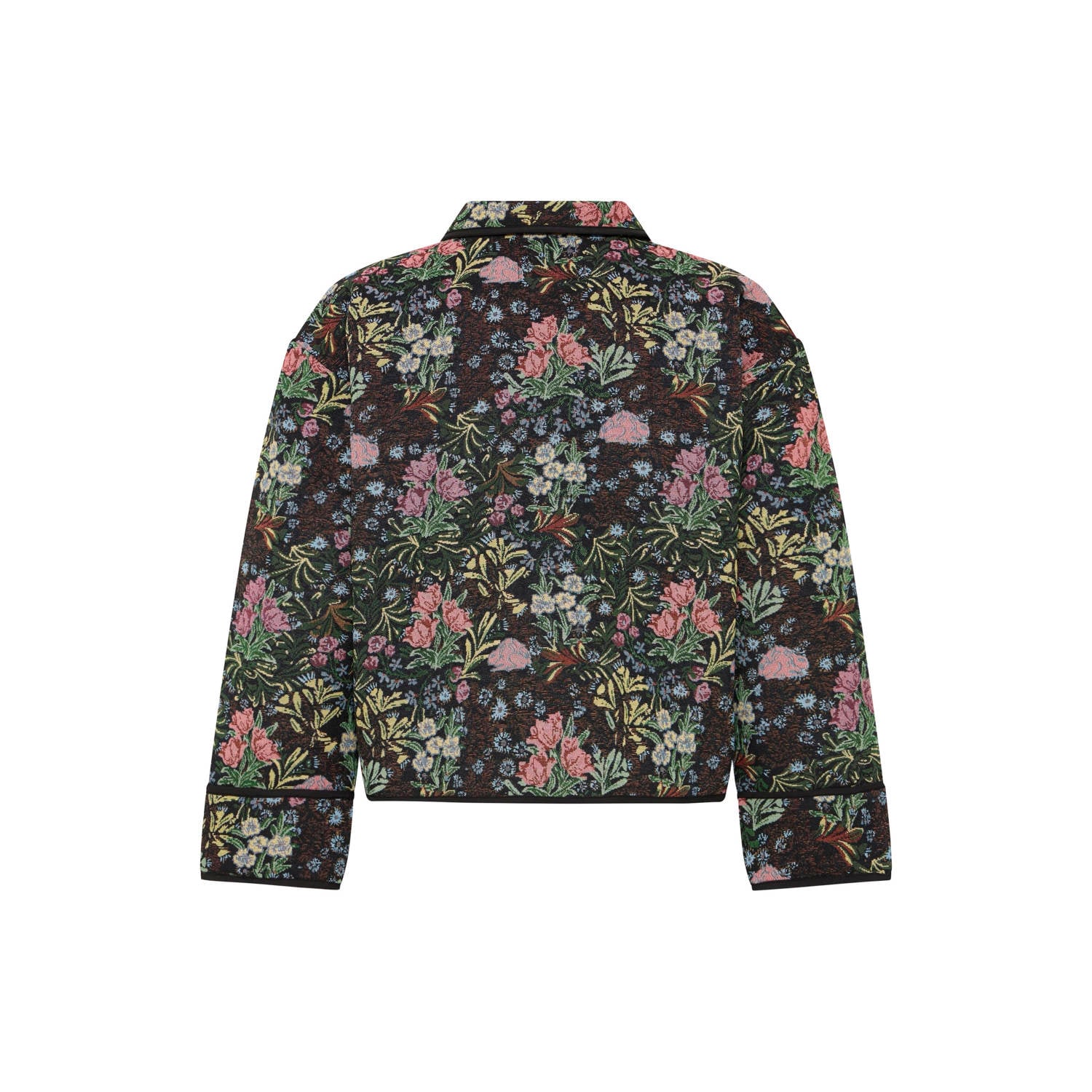 ICHI gebloemde jacket zwart meerkleurig