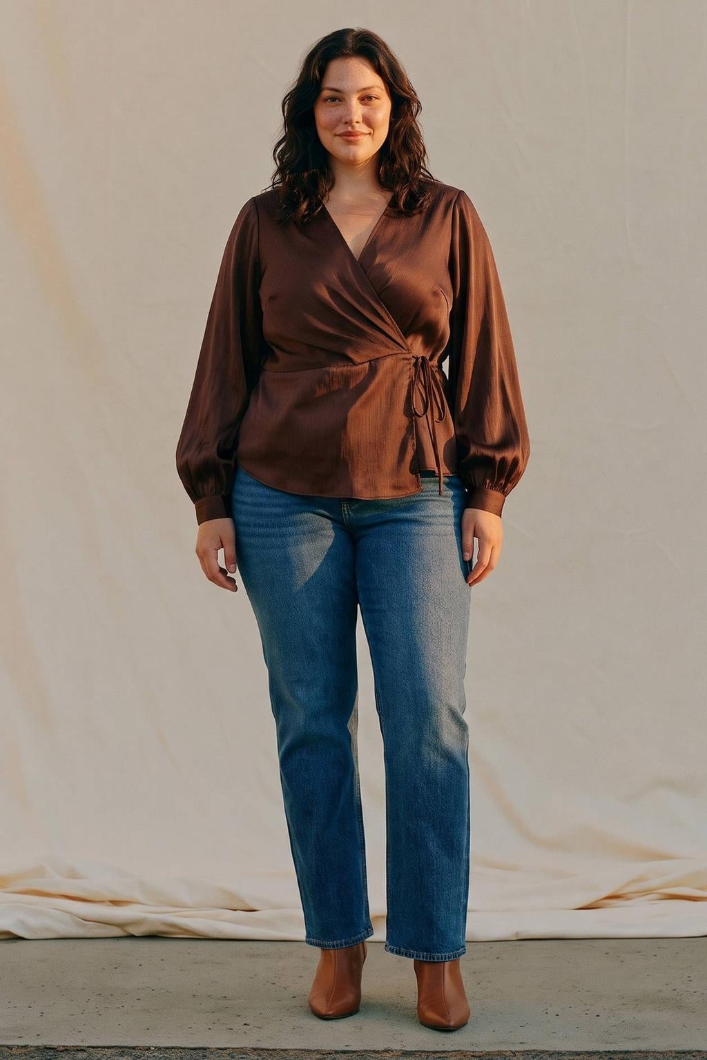 VERO MODA CURVE top Plus Size - bruin