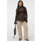 VERO MODA Curve x Wehkamp Plus Size aansluitende semi-transparante top - donkerbruin